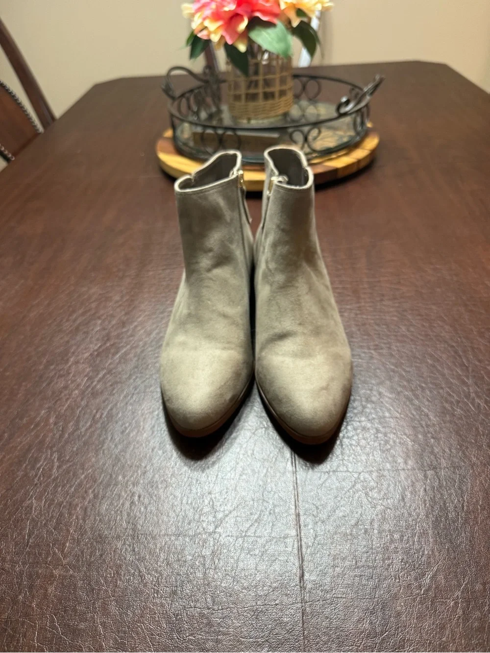 J. Crew Taupe Suede Ankle Booties with Side Zip